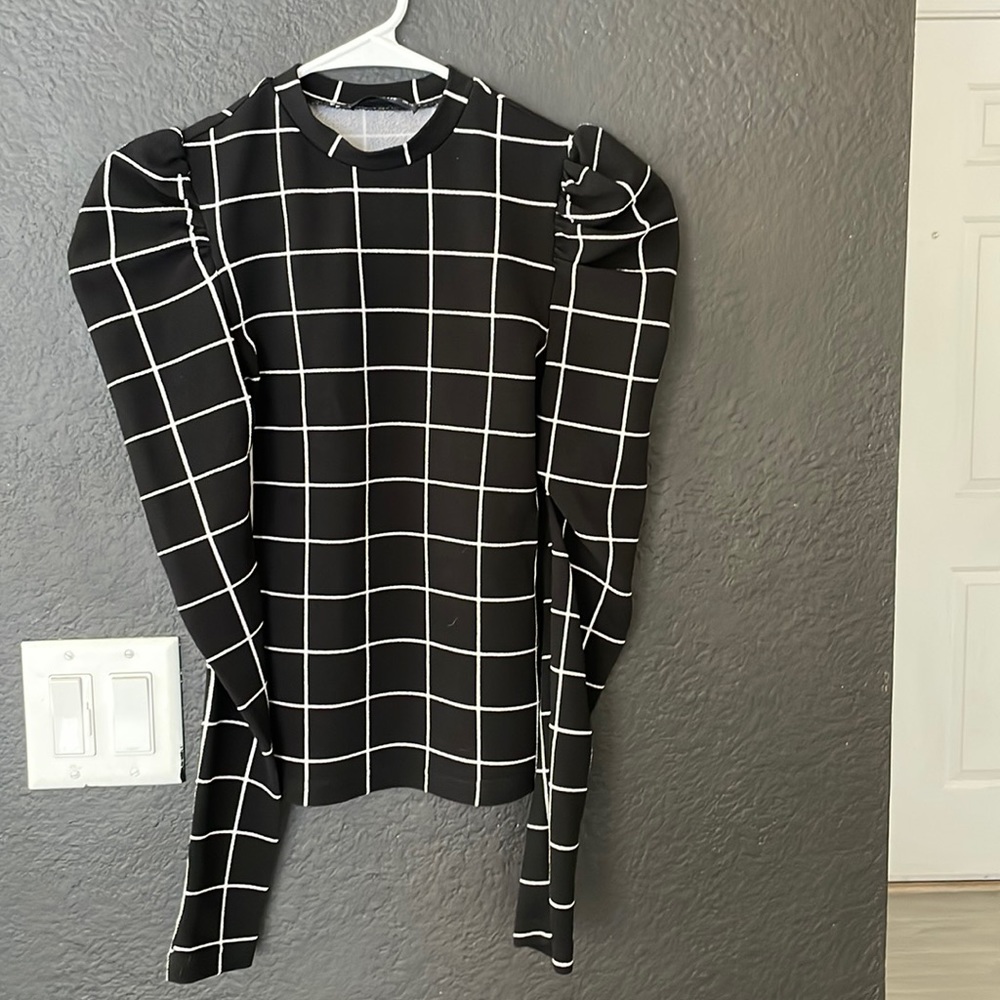 SHEIN black and white checker top
